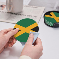 Sous-verres en cuir PU des Caraïbes personnalisés en gros, sous-verres ronds en similicuir antidérapants pour la maison, le bar et le bureau