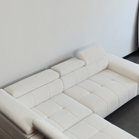 Modernes Weißes Dreisitzer-Modulares Ecksofa-Set L-förmig mit Hoher Rückenlehne Verstellbar Stoff Kunstleder Schaumstoff