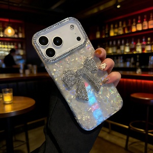 Funda de Lujo para Teléfono Celular con Diseño de Lazo de Diamantes 3D para iPhone 17 16 15 14 13 12 Pro Max, Carcasa con Patrón de Corazón Brillante, Protección <span class=keywords><strong>IMD</strong></span> a Prueba de Golpes - Product Image 3