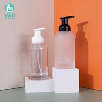 YAN Packaging – Flacon distributeur de mousse en verre dépoli transparent à fond épais de luxe, 375 ml, rechargeable, pour savon liquide et nettoyant visage