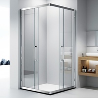 Cabine de douche moderne carrée en aluminium avec double porte coulissante en verre trempé