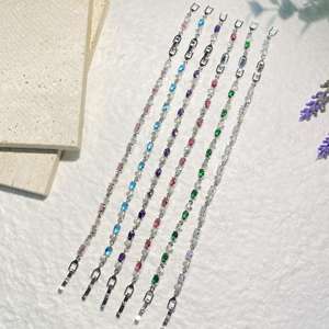 Pulsera de tenis de circonita de cristal al por mayor, chapada en plata de 18k, ajustable para mujer, moderna, a la moda, regalo de joyería para boda - Product Image 5