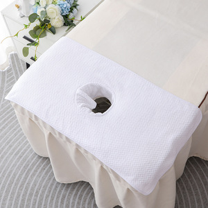Housse de lit de massage douce avec trou pour le visage, <span class=keywords><strong>serviette</strong></span> de lit de spa réutilisable avec trou pour le visage, drap pour soins de la peau 40*80CM - Product Image 3