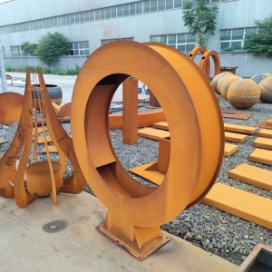 Decoración de Jardín Exterior Personalizada, Arte Moderno con Efecto de Oxidación, Cortina de Agua con Anillo Grande - Product Image 5