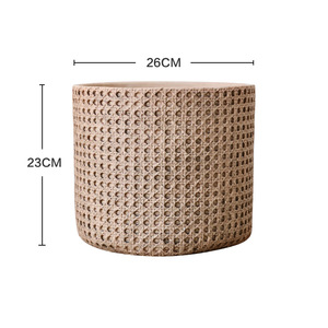 Nouvel arrivage: Panier tissé de <span class=keywords><strong>grand</strong></span> diamètre Pot de fleur <span class=keywords><strong>en</strong></span> ciment Jardinière de jardin <span class=keywords><strong>en</strong></span> <span class=keywords><strong>béton</strong></span> pour salon avec plateau - Product Image 6