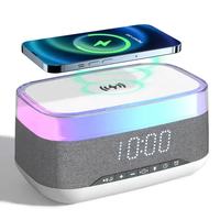 Haut-parleur Bluetooth créatif le plus récent Réveil Chargeur sans fil Haut-parleur de musique Bluetooth avec lumière nocturne colorée