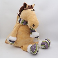 Offre Spéciale court en peluche cheval jouets pour enfants mignon tissu sac à dos et sac avec Logo personnalisé Super doux et haute qualité usine en gros