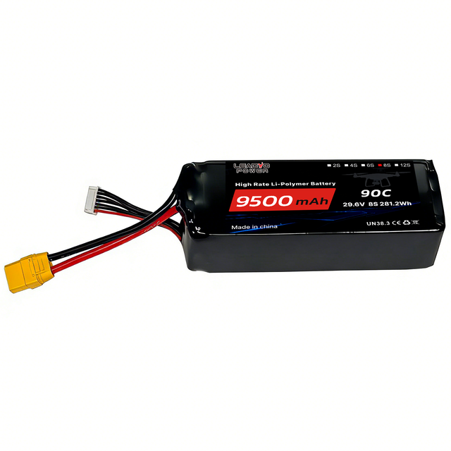 Leadyo FPV 90C High Discharge Rate 8S 29.6V 9500mAh Lipo Battery with XT30 XT60 XT90 Connectors for FPV Racing & Cleaning Drones