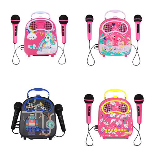 Фабрика OEM Музыкальные поющие игрушки домашние уличные крытые машинные проигрыватели Дети Караоке 2 микрофон караоке динамик с микрофоном