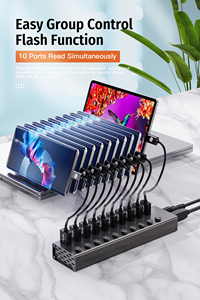 Portable 10-Port <strong>USB</strong> <strong>3.0</strong> 3.2 Hub <strong>USB</strong> 10Gbps Data Hub Splitter with Individual LED On/Off <strong>Switcher</strong> 12V4A Power Adapter for Laptop - Product Image 5