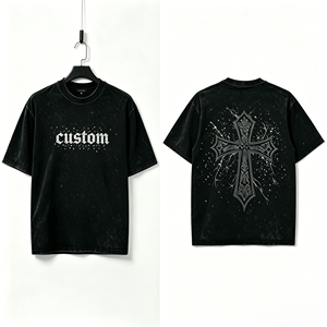 Camiseta Personalizada con Pedrería, Estilo Vintage, Lavado Ácido, Cuello Redondo, 100% Algodón Grueso, Impresión DTG, Corte Cuadrado, Camiseta Gráfica para Hombre - Product Image 1