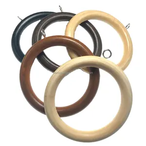 Rideau en bois naturel noir marron, 2 — 8cm, rideau coloré, anneau artisanal avec crochet en métal