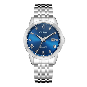 Stylish business men's <b>watch</b> casual calendar Roman numeral set with diamonds - Product Image 3