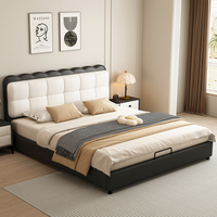 Modernes Einfaches Design Minimalistisches Echtes Leder Oberfläche Holzrahmen Metallbeine Weiches Doppelbett BTLB051 für Schlafzimmer oder Hotel