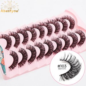 Abestyou, 9 pares, Etiqueta Privada, 14-18mm, tira rusa de seda 3D, pestañas Foxy, rizo D, extensión de pestañas de visón cónicas de Manga, venta al por mayor - Product Image 6