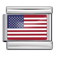 Breloques drapeaux italiens en argent en gros, breloques drapeaux connectées en acier inoxydable pour bracelets, vente en gros pour la fabrication de bijoux DIY
