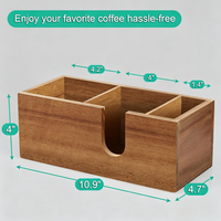 Support à tasses pour comptoir - Accessoires et organisateur de bar à café en bois - Organisateur de station à café pour tasses, couvercles, agitateurs et dosettes