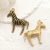 Goutte d'huile colorée zèbre cheval acier inoxydable plaqué or Vintage femmes pendentif forme animale breloques bracelet à bricoler soi-même collier