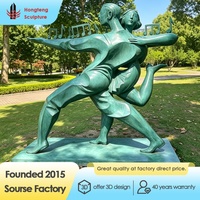 Statue en bronze sur mesure pour l'extérieur, taille réelle, représentant une danseuse, une femme dansante, sculpture en bronze.