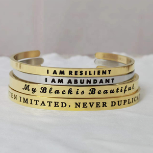 Bracelet <span class=keywords><strong>Mantra</strong></span> personnalisé en or trempé US Euro, gravure inspirée des femmes et des hommes, manchette C, I <span class=keywords><strong>Am</strong></span> Collection - Product Image 1