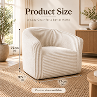 Fauteuil lounge moderne confortable en velours côtelé PU, avec dossier incurvé enveloppant et assise profonde, tailles personnalisables pour appartements et hôtels