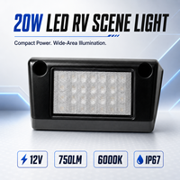 Lumière extérieure LED RV 5 pouces 12V IP67, blanc brillant, en aluminium, pour porche extérieur, faisceau large, lampe de toit pour remorques, camions, camping-cars