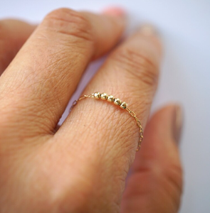 Bague chaîne en or, simple, délicate, petite bague à perles, acier inoxydable, fine, empilable, bijoux - Product Image 3