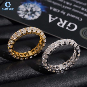 Luxury Wedding <b>Emerald</b> Moissanite Band Iced Out Solid Sterling <b>Silver</b> 925 Hip Hop Jewelry VVS Moissanite Diamond Band <b>Ring</b> - Product Image 6