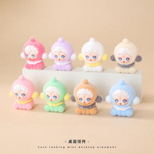 دمية كرتونية من كلوريد البولي فينيل تتدفقون على شكل دمية من مادة PVC لطيفة سهلة الاستخدام وبث مباشر وبث أعمى ، حقيبة صغيرة لتزيين المكاتب والمكاتب ، تماثيل شخصية للعبة - Product Image 5