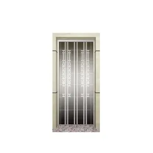 Panel pintu lift besi tahan karat etsa emas penjualan langsung untuk pintu pendaratan tipe Femater
