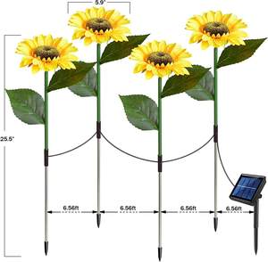 China Precio de fábrica 3 cabezas Girasol Rosa <span class=keywords><strong>Lirio</strong></span> LED Solar Jardín Flor Luces <span class=keywords><strong>Campo</strong></span> al aire libre - Product Image 4
