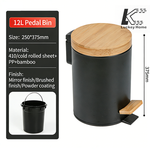 Tempat Sampah <span class=keywords><strong>Pedal</strong></span> Kaki Tutup Bambu Grosir untuk Dapur, Kamar Mandi & Kamar Tidur - Product Image 6