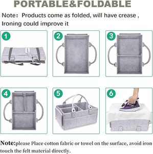 Venta al por mayor de pañales de fieltro para bebé, cesta de almacenamiento para mamá, artículos esenciales para coche, organizador de pañales para bebé, <span class=keywords><strong>bolsa</strong></span> de mano portátil con asa - Product Image 6