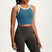 Hauts de yoga pour femmes à design color-block, maintien élevé, respirants, en Spandex/Nylon, bretelles croisées, coupe amincissante, sensation seconde peau