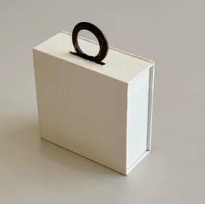 Ins style minimalist accessory storage packaging box with wooden <b>ring</b> hand-held made of paper universal flip-top jewelry box - Product Image 2