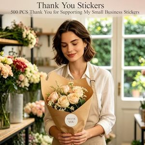 สติกเกอร์ขอบคุณแบบม้วน 500 ชิ้น ขนาด 1.5 นิ้ว ผลิตจากกระดาษสังเคราะห์ กันน้ำ ติดด้วยตัวเอง เหมาะสำหรับธุรกิจขนาดเล็ก บรรจุภัณฑ์งานแต่งงาน - Product Image 2