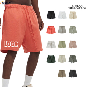 Pantaloncini pesanti 450gsm 100% da ginnastica in cotone Bermudas De Hombre con Logo personalizzato pantaloncini da lavoro Casual oversize per <span class=keywords><strong>uomo</strong></span> - Product Image 1