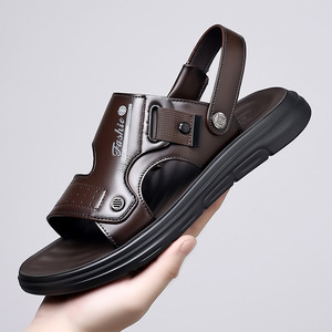 Men's Summer Outdoor Arch <b>Support</b> Sandals PU Leather Upper Lightweight Cushioning Waterproof Breathable Beach Walking Casual - Product Image 1