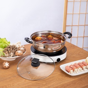 Marmite à shabu shabu moderne en acier inoxydable, vente directe d'usine, plat à gratin avec couvercle en verre, compatible <span class=keywords><strong>induction</strong></span>, compatible four, batterie de cuisine 2 pièces - Product Image 2