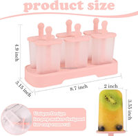 Moule à glaces en plastique alimentaire à 6 cavités, réutilisable, facile à démouler, pour la fabrication de glaces maison avec bâtonnets et base stable