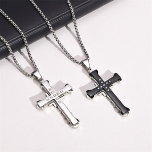 Fine Stainless Steel <b>Men</b> Pendant Jewelry <b>Necklace</b> Cz Zircon Cross Charm <b>Necklace</b> - Product Image 6