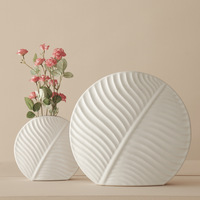 Moderne Home & Wedding Tisch dekoration Keramik blatt vase mit künstlichem Blumenstrauß halter Porzellan Blumentopf behälter