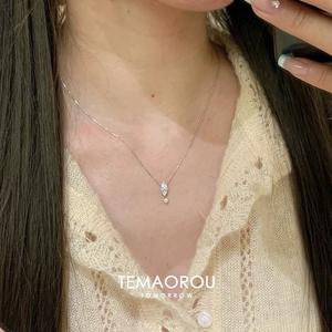 Collier Pendentif <span class=keywords><strong>Goutte</strong></span> <span class=keywords><strong>d</strong></span>'<span class=keywords><strong>Eau</strong></span> Scintillante en Diamant avec Chaîne en Bambou en Cuivre pour Femme – Accessoire Minimaliste et Exquis pour le Quotidien - Product Image 2