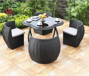Meilleur prix pour des meubles de jardin imperméables, table de salle à manger en rotin, en métal, en <span class=keywords><strong>bois</strong></span>, pour l'extérieur, pour le jardin - Product Image 1