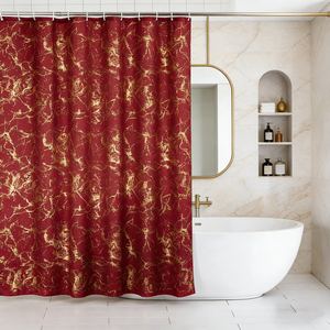 Rideaux <span class=keywords><strong>de</strong></span> <span class=keywords><strong>douche</strong></span> en marbre <span class=keywords><strong>blanc</strong></span> doré, design scintillant, 12 crochets, polyester imprimé <span class=keywords><strong>or</strong></span> métallisé unique <span class=keywords><strong>et</strong></span> moderne, imperméable, lavable en machine - Product Image 3