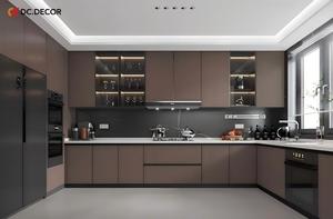 DC.DECOR Modern Open-Plan Grey Kitchen Cabinets, Industrial Open <strong>Shelving</strong> &amp; Central Island for Commercial &amp; Residential Use - Product Image 3