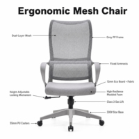 Chaise de bureau ergonomique à dossier haut en maille pour PDG, avec support lombaire réglable et siège pivotant pour bureau de direction