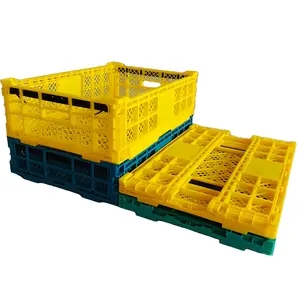 Warehouse Turnover Moving Mesh Folding Stackable PP Storage Agriculture Egg Fruit and Vegetable Plastic Basket Crate