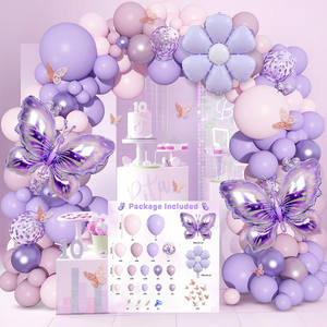 Ballons de fête d'anniversaire <span class=keywords><strong>série</strong></span> papillon violet, vente en gros, décoration de scène, arche, guirlande - Product Image 6