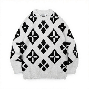 Áo len nam cổ tròn dệt jacquard tay dài OEM, họa tiết đơn giản, in logo tùy chỉnh, thích hợp cho mùa đông - Product Image 2